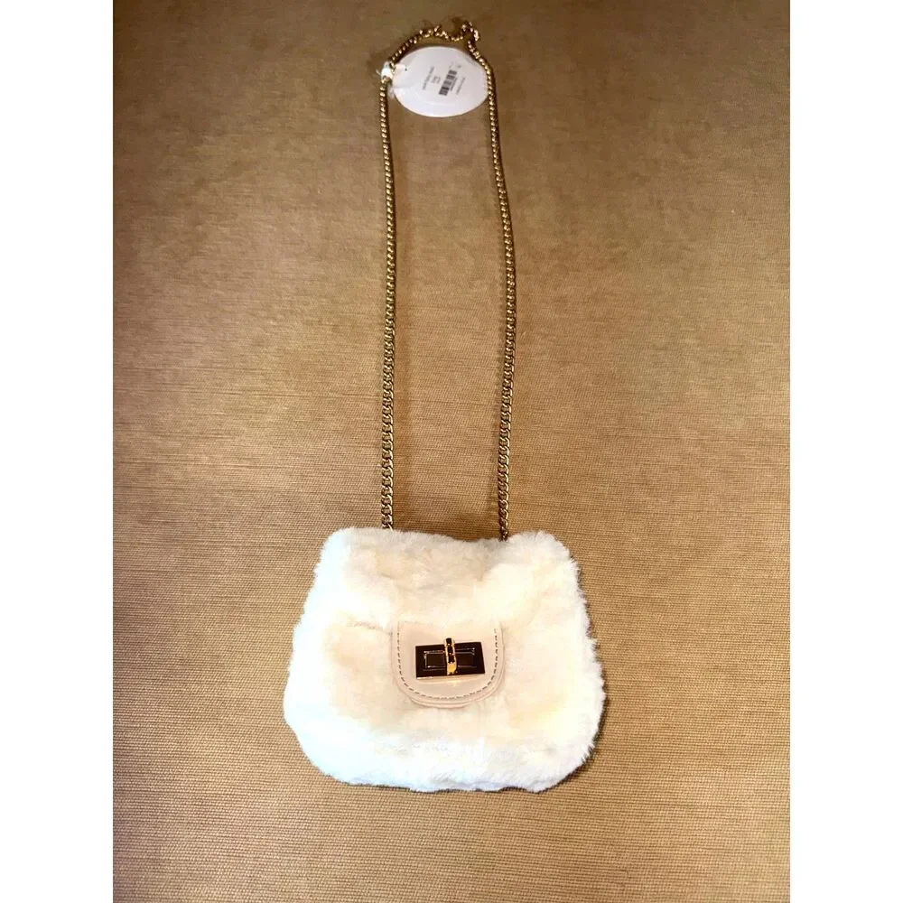 Cream faux fur child's bag, Solar Eclipse Australia, New